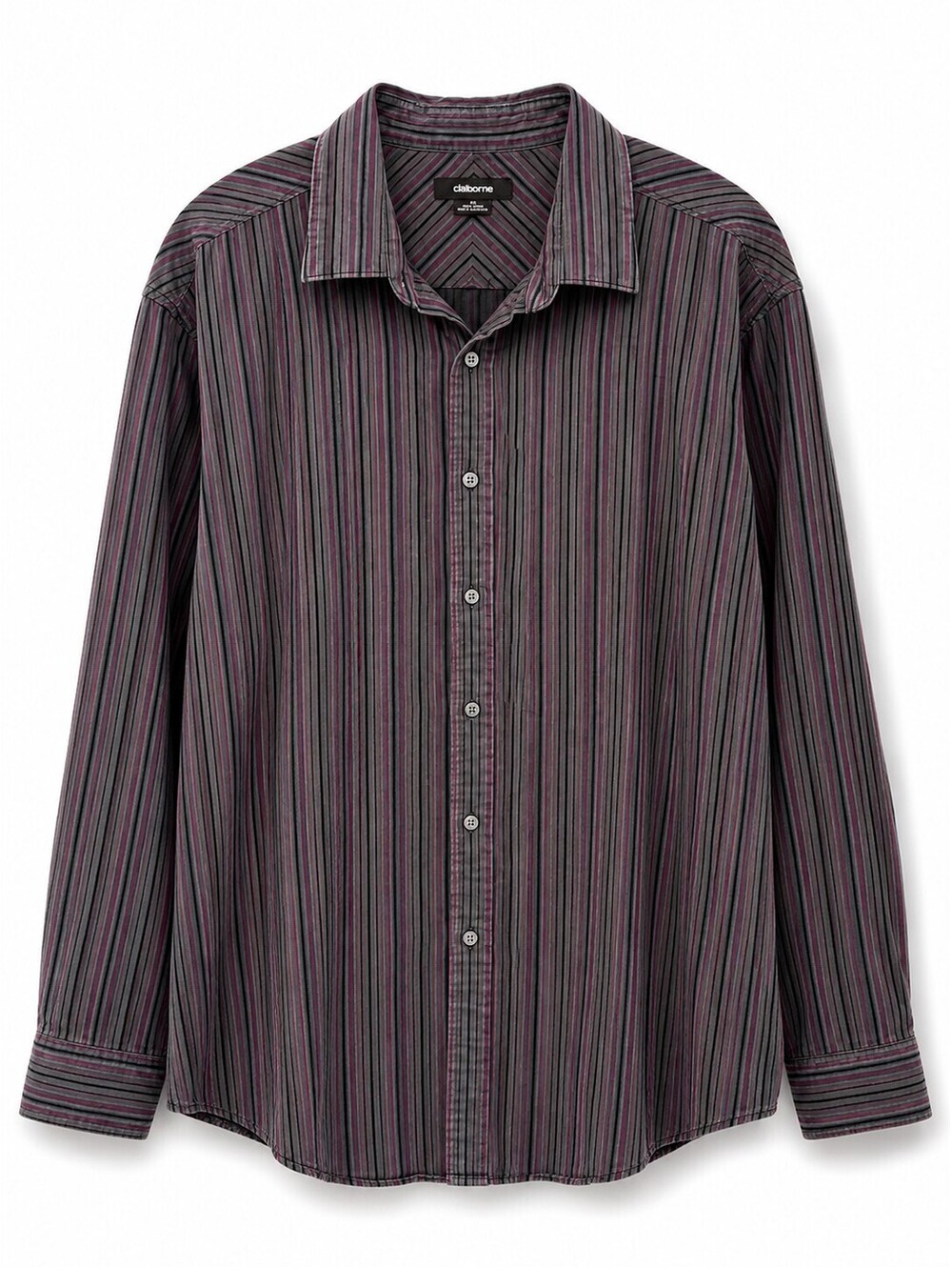 Claiborne Mens XL Striped Button Down Shirt 100% Cotton 90s Y2K Retro